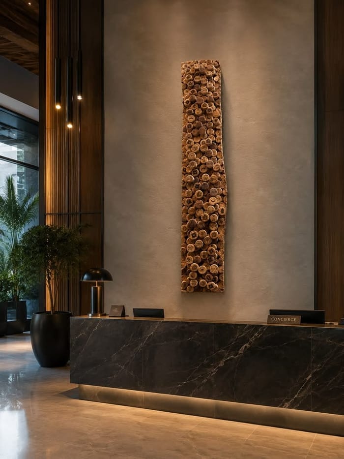 Recepción de hotel con mostrador de concierge