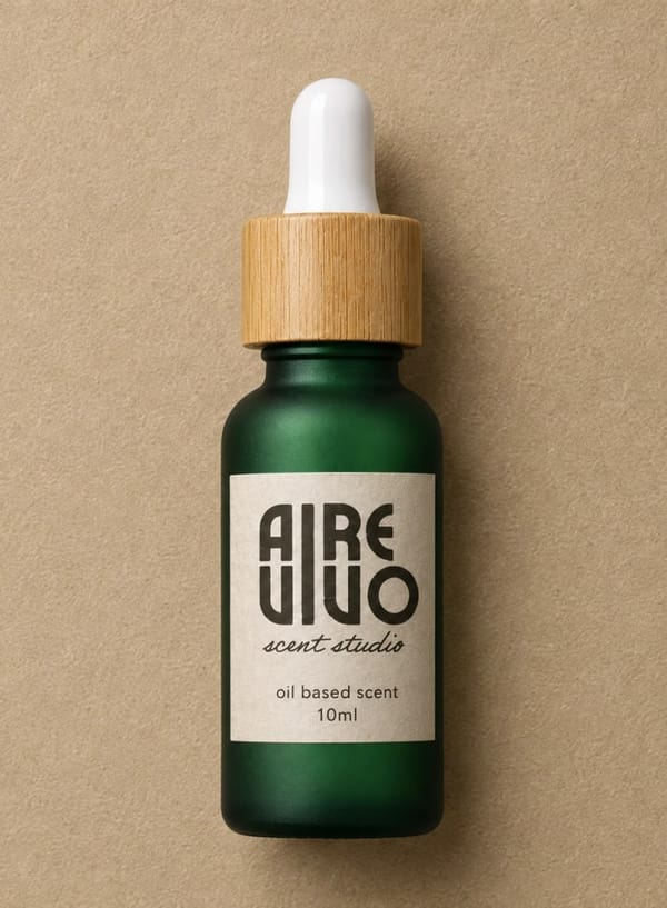 Aceite para difusor profesional en México — aceite aromático de Aire Vivo de 10 ml en frasco de vidrio verde esmerilado con gotero de bambú